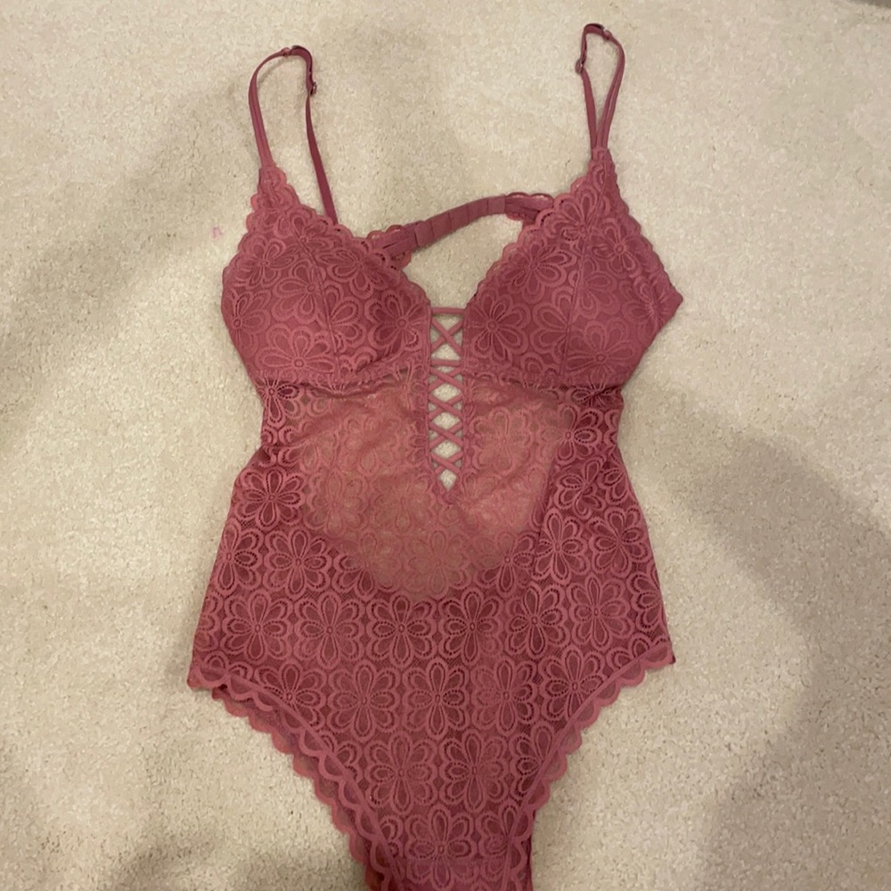Abercrombie & Fitch Pink Lace Bodysuit